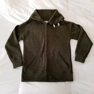 Olive green heather sweater jacket